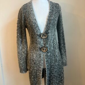 BCBG Cozy Gray Knit Sweater Cardigan